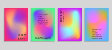 Çok az sıvı renkleri kapakları küme. Gelecekteki geometrik degrade arka plan. Posterlerini açmaları, afiş, el ilanları, sunumlar ve raporlar için vektör şablonları