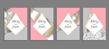 Mermer kapak arka plan vektör ayarlayın. Düğün, davet, afiş, kart için modern tasarım arka plan.