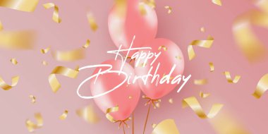 Mutlu doğum günü kartı şablonu balonlar ile