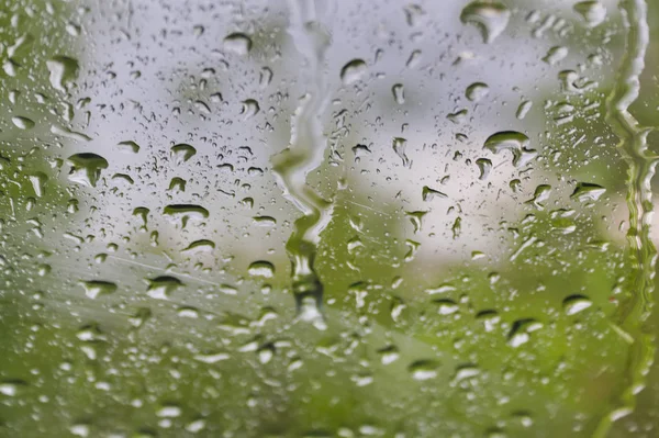 Textura de vidro de janela de closeup de gotas de chuva . — Fotografia de Stock