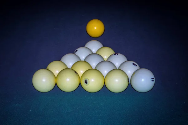 Billardtisch Aus Nächster Nähe Billard Spielen Billardkugeln Auf Grünem Billardtisch — Stockfoto