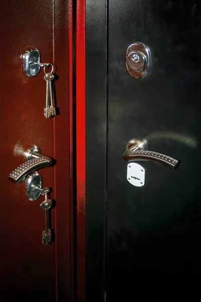 Close Look Home Door High Security Lock Steel Doors — Stock Photo, Image
