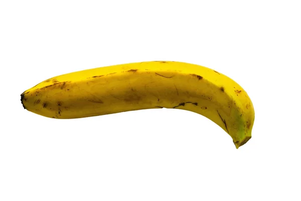 Una Banana Gialla Matura Fondo Bianco Vicino — Foto Stock