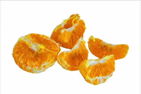 Maduro Doce Tangerinas Close Isolado Fundo Branco — Fotografia de Stock