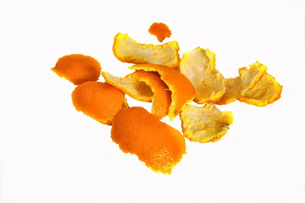 Tangerine Peel White Background Close Top View Isolated — Stock Photo, Image
