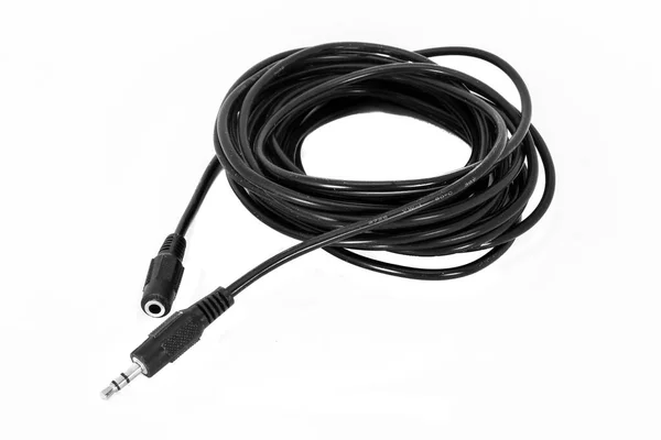 Cable Extensión Audio Estéreo Aislado Blanco — Foto de Stock