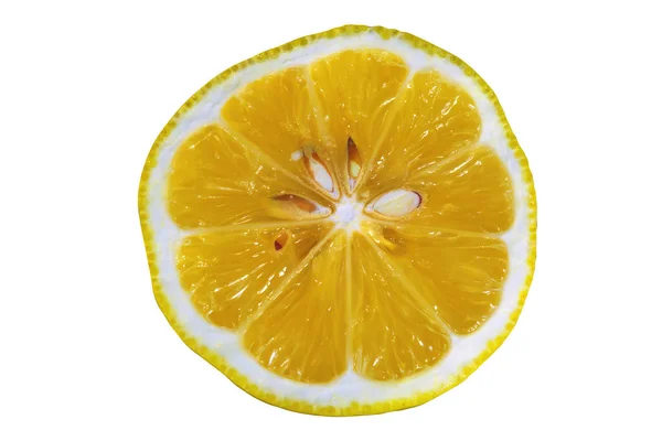 Fresh Yellow Sliced Lemon Isolate White Background Close — Stock Photo, Image