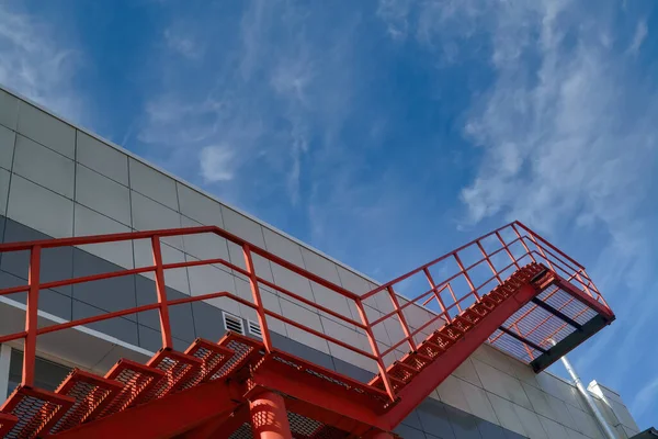 Fire Escape Facade Building Bright Blue Sky — Stock Photo, Image