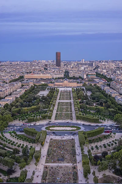 Aerial view of Paris city at sunset from Eiffel Tower. Paris, France.