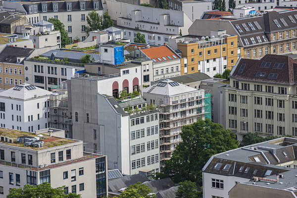 BERLIN, GERMANY - JUNE 16, 2014: Aerial view of Berlin skyline.