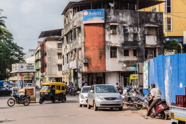 Panjim, Goa, Hindistan - 30 Eylül 2013: Goa 'nın başkentinde sokak görüşleri. Panjim (Panaji) - Hindistan 'ın başkenti Goa ve Goa' nın en büyük şehri. 