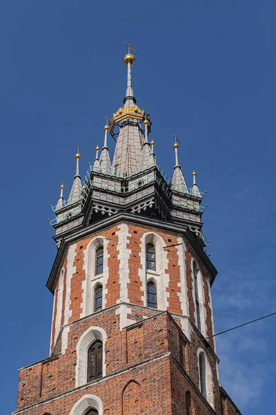 Architektonische Fragmente Der Gotischen Backsteinbasilika Der Maria Marienkirche Oder Kosciol — Stockfoto