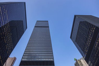 Toronto, Kanada - 24 Ağustos 2017 Toronto şehir merkezinin muhteşem mimarisi. Toronto şehir merkezinde önemli gökdelenler var..