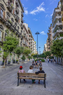 Palermo, Sicilya, İtalya - 23 Eylül 2018: Tarihi Eski Şehir 'deki Palermo şehri.