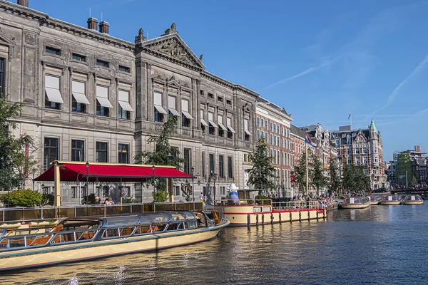 Amsterdão Países Baixos Agosto 2019 Bela Vista Longo Canal Rokin — Fotografia de Stock