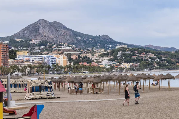 Malaga España Junio 2018 Playa Malagueta Espaciosa Larga Playa Arena — Foto de Stock