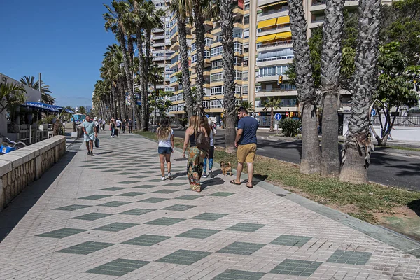 Malaga España Junio 2018 Playa Malagueta Espaciosa Larga Playa Arena — Foto de Stock