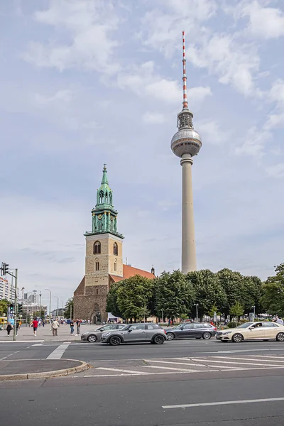 Berlín Německo Srpna 2019 Berlínská Televizní Věž Berliner Fernsehturm 368 — Stock fotografie