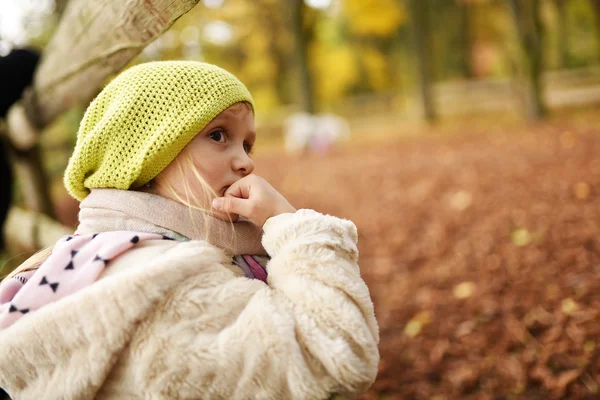 Portrait Petite Fille Dans Parc Automne — Photo