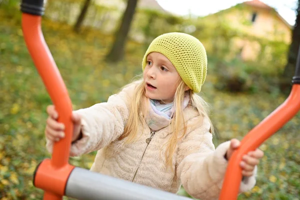 Little Girl Toy Shovel Playground — 스톡 사진