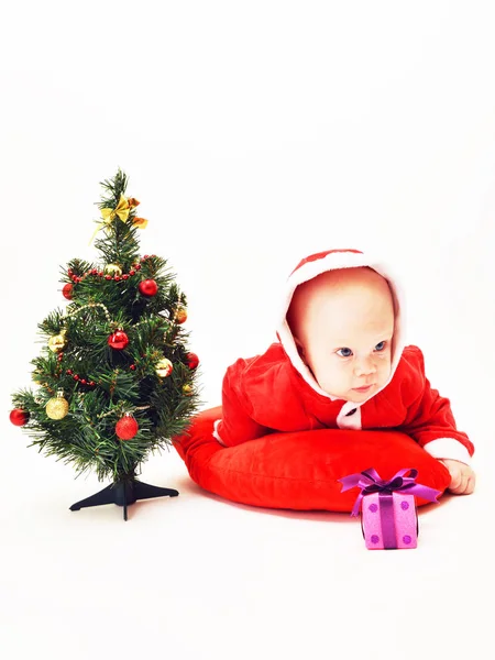 Bebê em roupas de Papai Noel — Fotografia de Stock