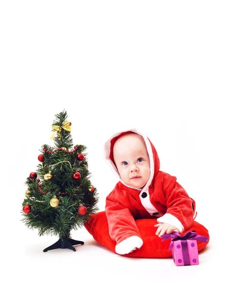 Bebê em roupas de Papai Noel — Fotografia de Stock