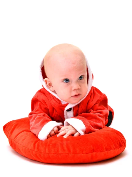 Bebê em roupas de Papai Noel — Fotografia de Stock