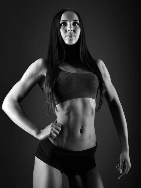 Черно Белое Фото Спортивной Фитнес Женщины — стоковое фото
