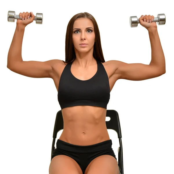 Fitness Sportieve Vrouw Tonen Haar Goed Getraind Lichaam — Stockfoto