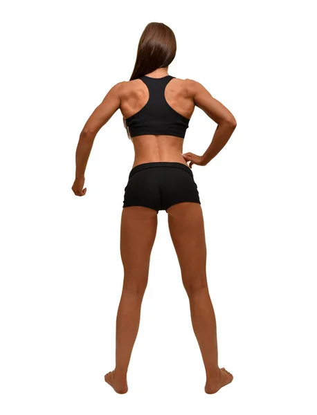 Sporcu Kadın Iyi Eğitilmiş Vücudunu Gösteriyor — Stok fotoğraf
