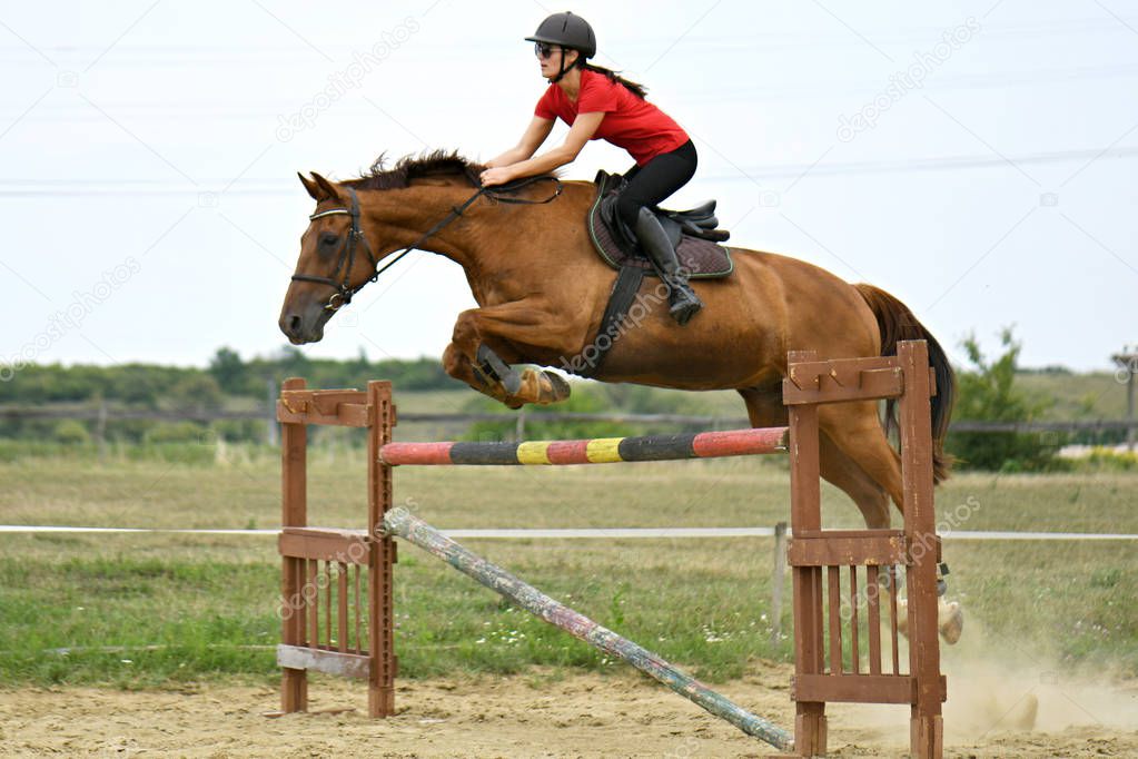 female jockey on her horse 