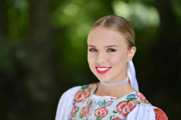 Slovakian folklore girl. — Stock Photo, Image