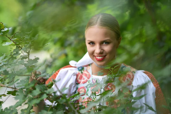 Slovakian folklore girl. — Stock Photo, Image