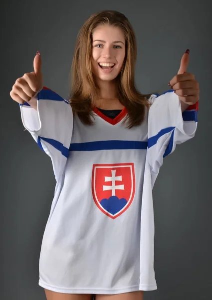 Slovakiska Idrotten Ishockey Supporter — Stockfoto