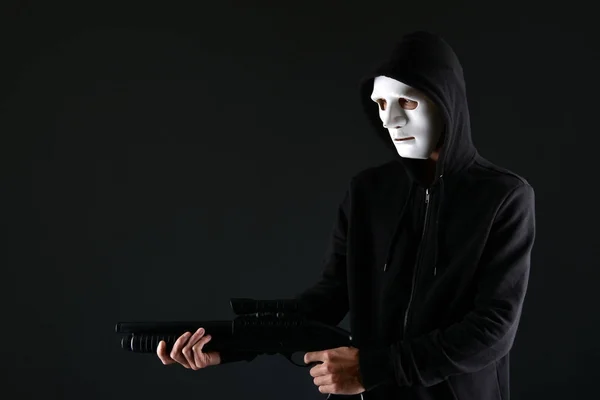 Gemaskerde Crimineel Met Een Pistool — Stockfoto