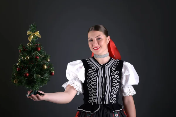 Férias Celebração Conceito Pessoas Jovem Mulher Vestido Tradicional — Fotografia de Stock