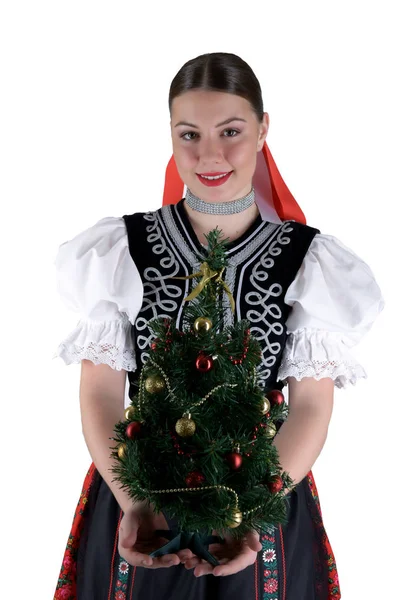 Vacaciones Celebración Concepto Gente Mujer Joven Traje Tradicional — Foto de Stock