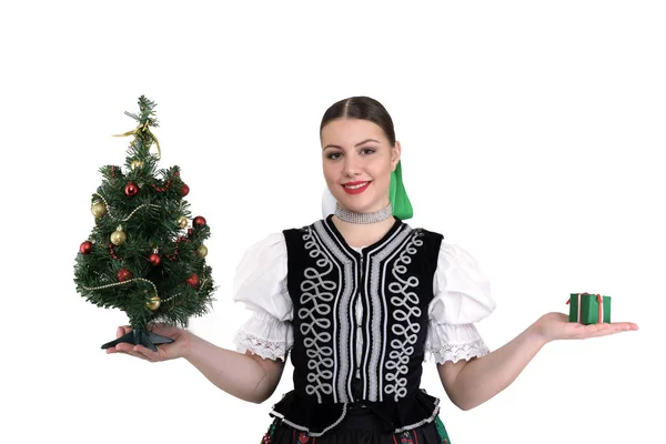 Semester Fest Och Människor Koncept Ung Kvinna Folkdräkt — Stockfoto