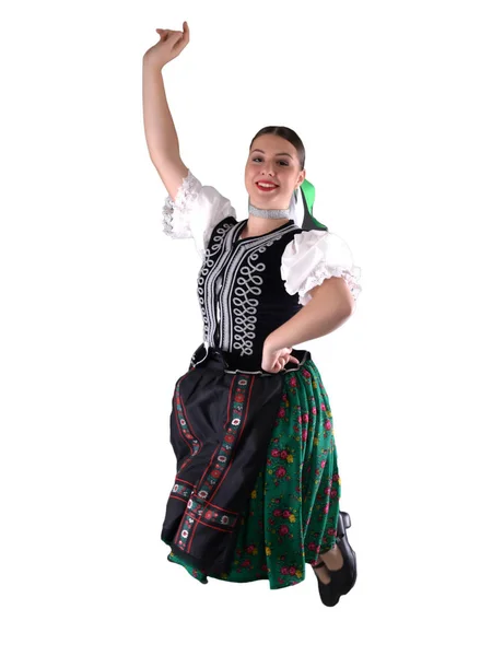 Junge Schöne Slowakische Folkloristin Traditioneller Tracht — Stockfoto