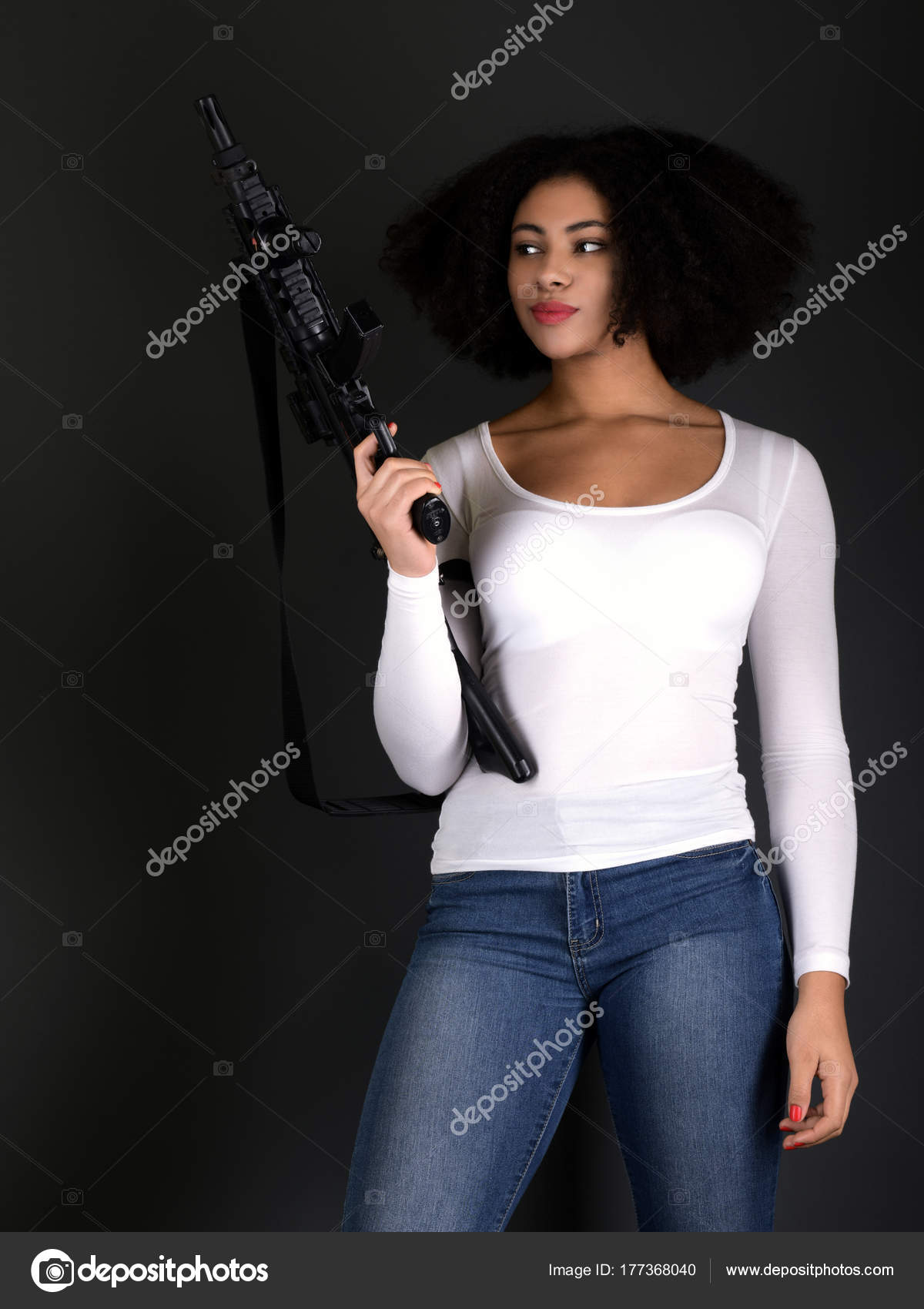 Afro Woman Gun Stock Photo by ©muro 177368040