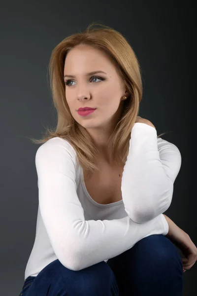 Krásná Sexy Blondýna Žena Černém Pozadí — Stock fotografie