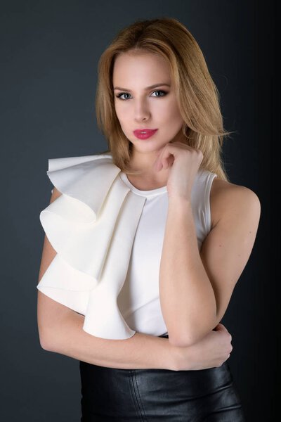 Beautiful blonde woman model.