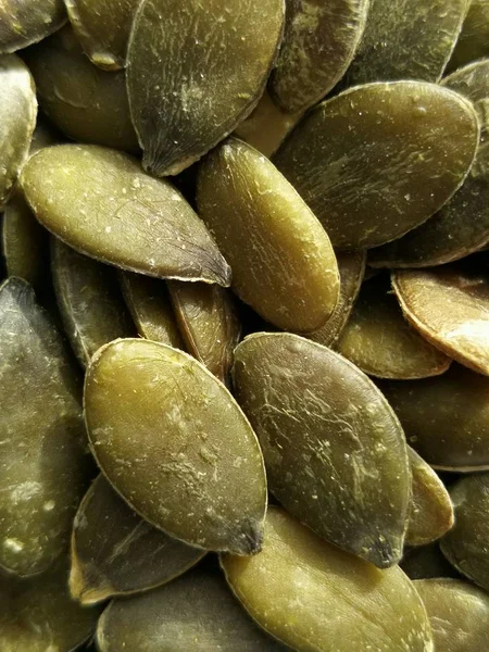 Pumpkin Seeds Pepitas Background Overhead View — Stock Photo, Image