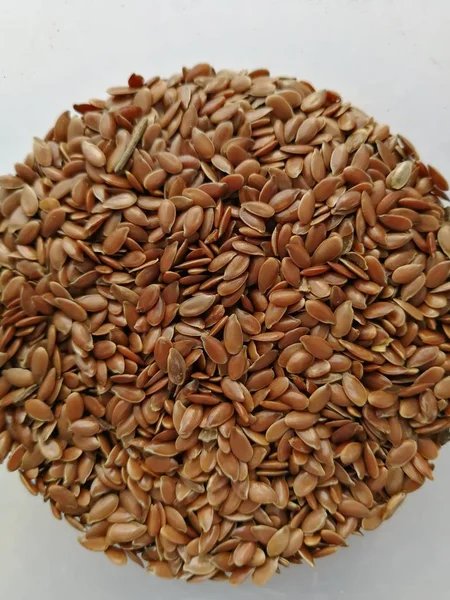 Brown Flaxseed Organic Food Healthy Eating — Stock Photo, Image