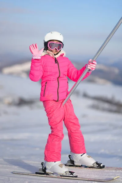 Meisje Ski Geniet Van Het Skigebied — Stockfoto