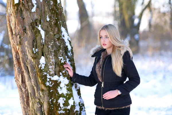 Beautiful Blond Hair Girl Winter — Stock Photo, Image