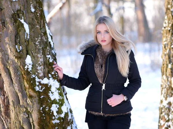 Beautiful Blond Hair Girl Winter — Stock Photo, Image