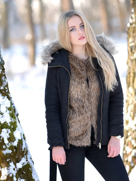 Gyönyörű Szőke Haj Lány Télen — Stock Fotó
