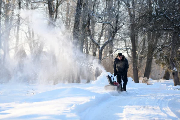 Remoção Neve Com Ventilador Neve — Fotografia de Stock