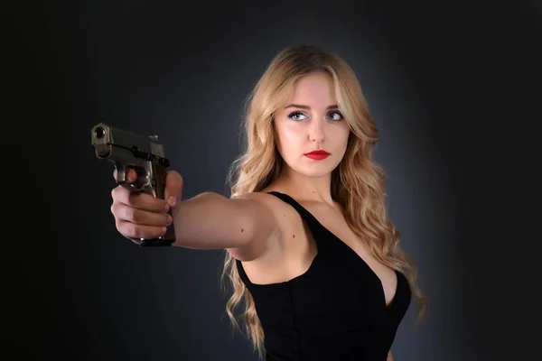 Piękna Sexy Dziewczyna Pistoletu — Zdjęcie stockowe